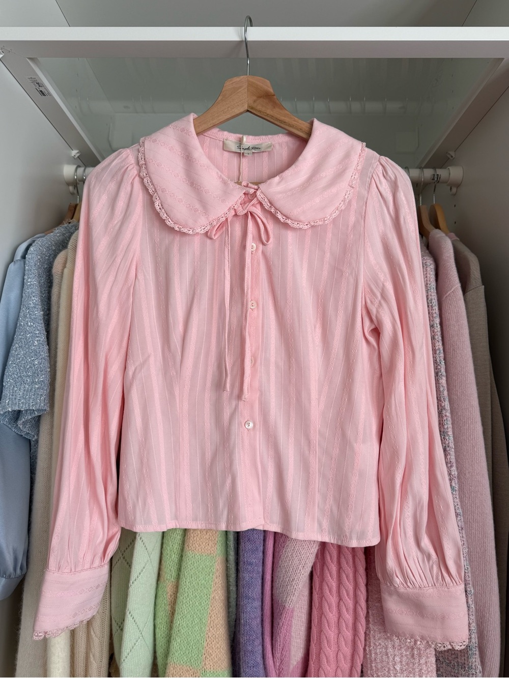 Simple Retro Pink Peter Pan Collar Blouse